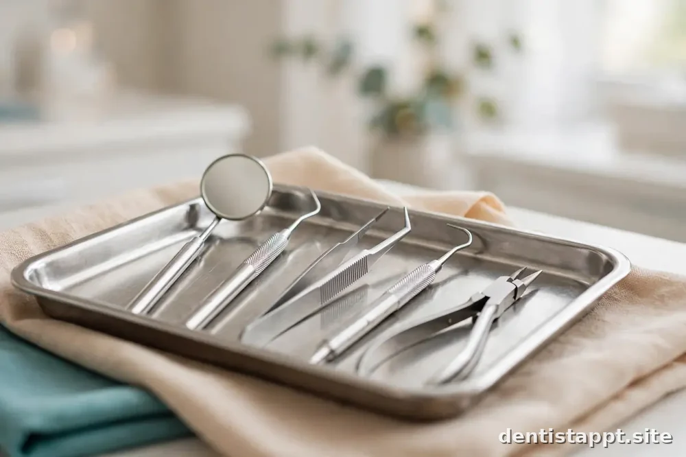 dentist tools on a tray