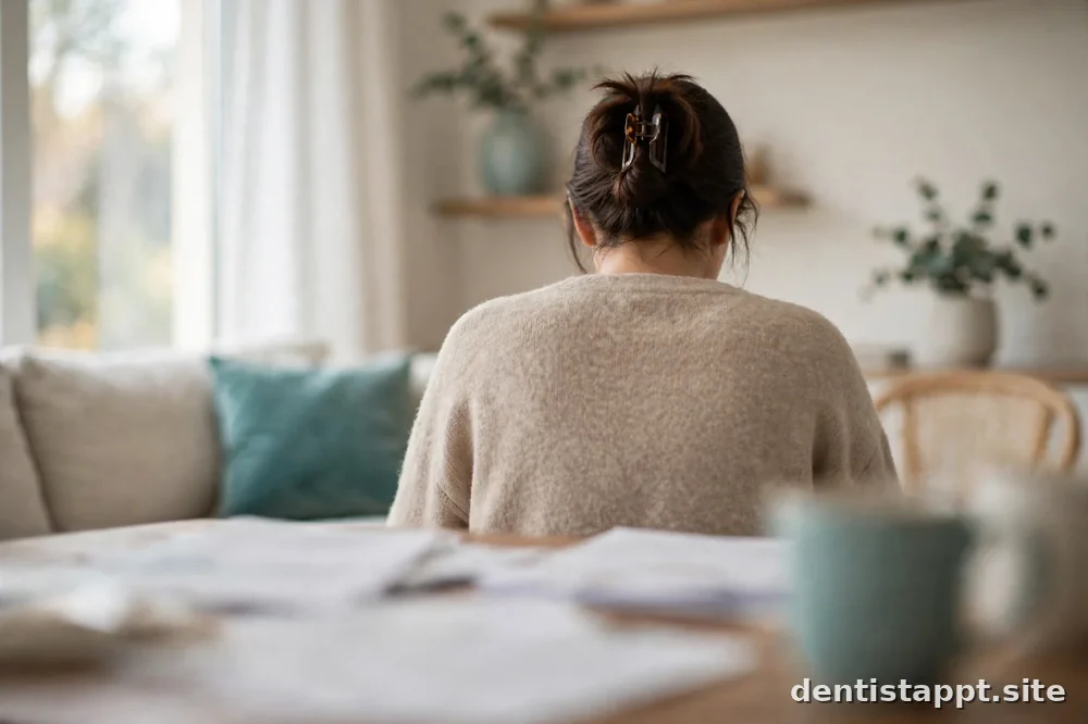 person reviewing documents at home