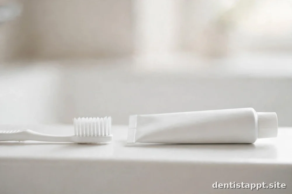 toothbrush and toothpaste on a counter